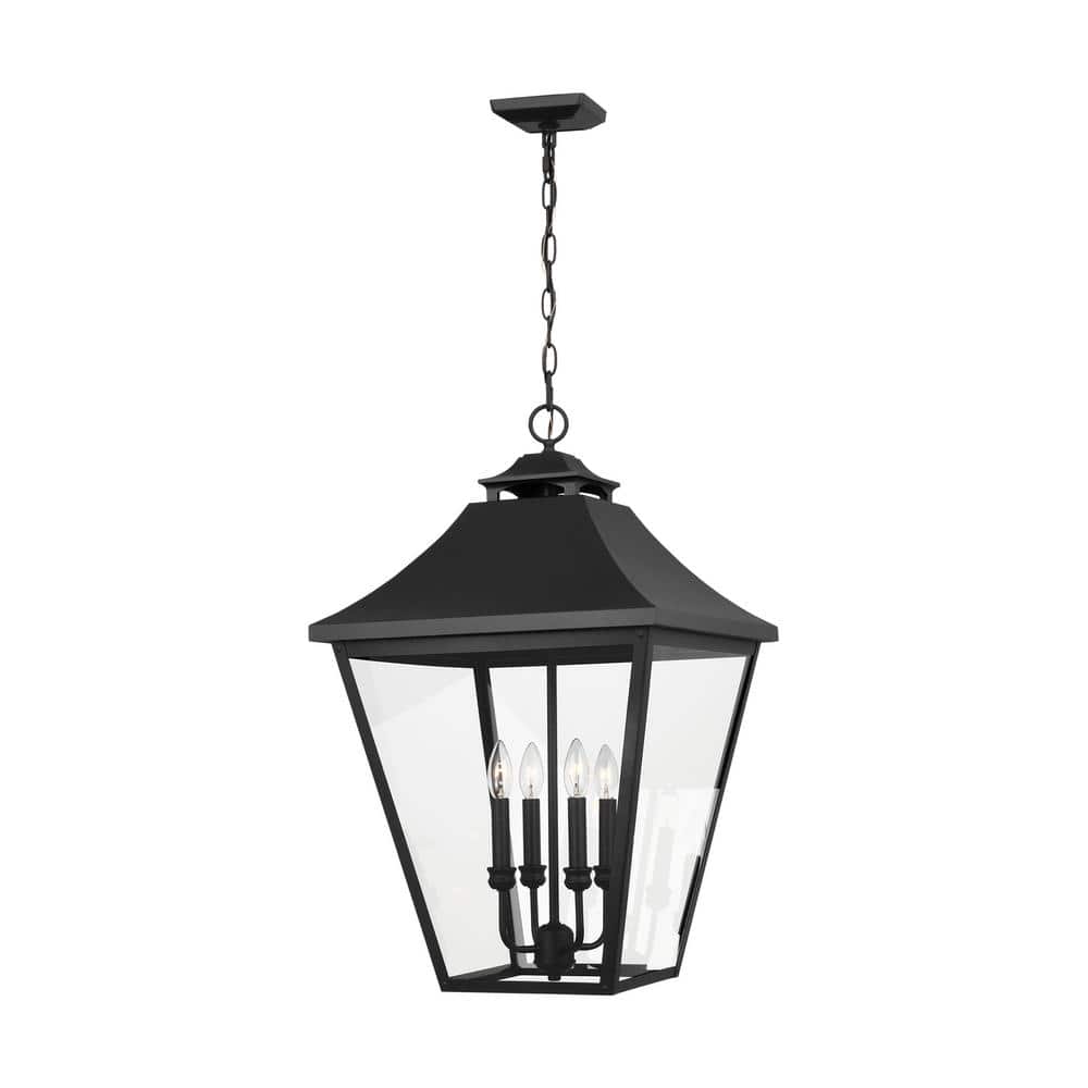 Galena Large 4-Light Black Outdoor Pendant Light with Seeded Glass price history on PriceWatchPro