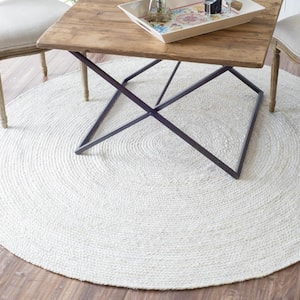 Rigo Chunky Loop Jute Off-White 7 ft. Farmhouse Round Rug