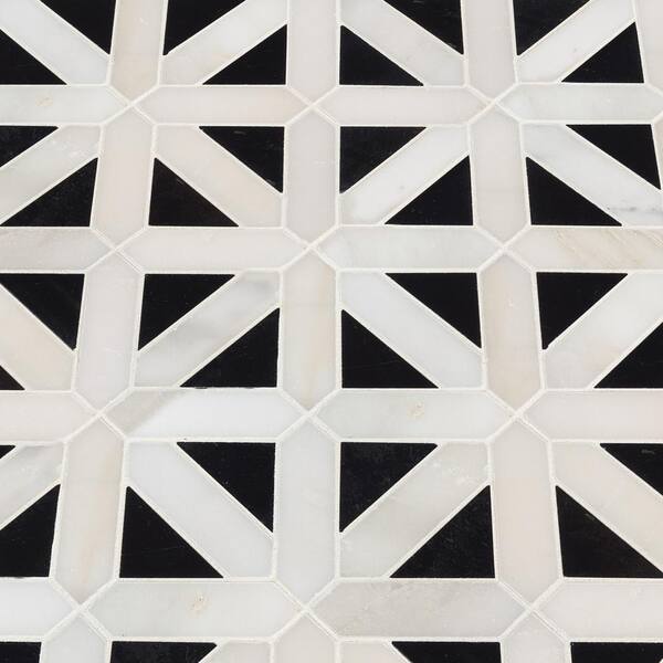 MSI - Retro Fretwork 12 in. x 12 in. x 0.38 in. Polished Marble Mesh-Mounted Mosaic Floor and Wall Tile (1 sq. ft./Case)