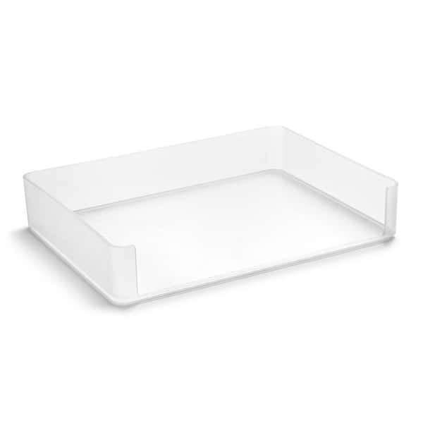 Paper Organizer, Clear 12.5 in. x 2.3 in. Plastic Desk Accessory, Stackable Letter Tray Desktop File Storage