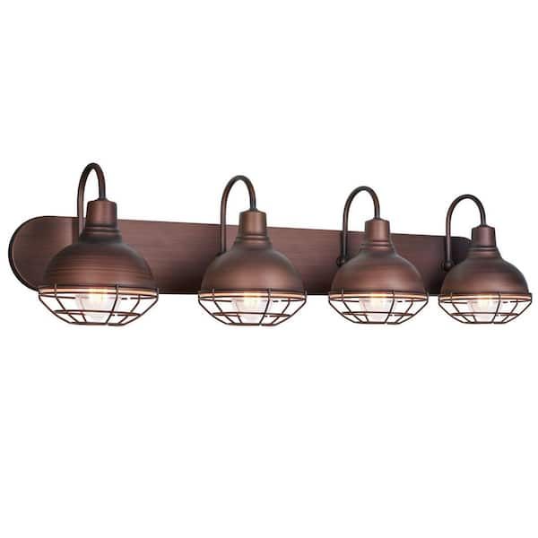 Kira Home Liberty 36 in. 4-Lights Brushed Bronze Industrial Bathroom Vanity Light