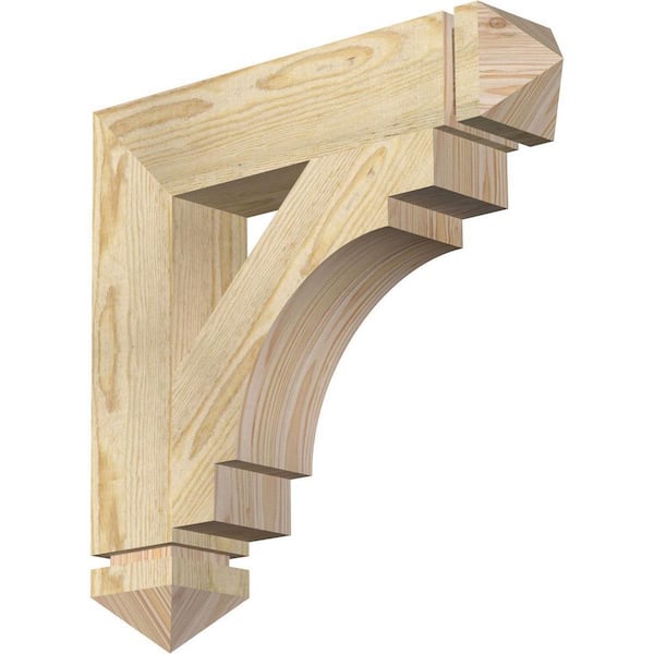 Ekena Millwork 4 in. x 20 in. x 20 in. Douglas Fir Merced Arts and Crafts Rough Sawn Bracket