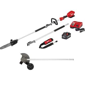 M18 FUEL 10 in. 18V Lithium-Ion Brushless Cordless Pole Saw Kit with Edger Attachment and 8.0 Ah Battery (2-Tool)