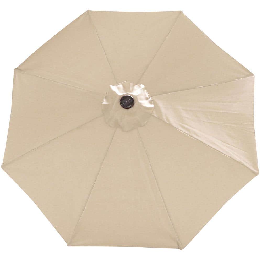 Beige 9-Foot Aluminum Patio Umbrella with Solar LED Lights