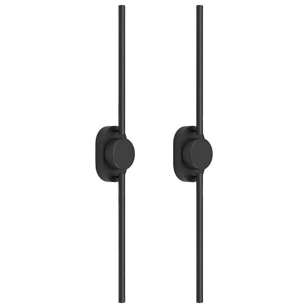 31.5 in. Modern Black Battery Operated LED Wall Sconce, USB Rechargeable, Dimmable, Remote Control, (Set of 2)