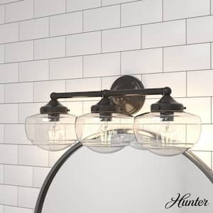 Saddle Creek 23.5 in. 3-Light Noble Bronze Vanity Light with Clear Seeded Glass Shades