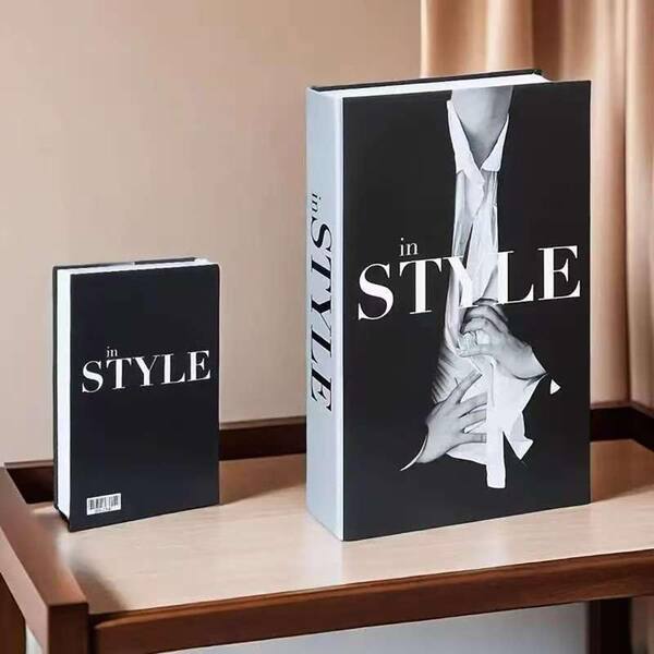 3-Piece Decorative Fashion Book Set, Black White Faux Books, Home
