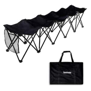 Portable 5-Seater Folding Team Sports Sideline Bench (Black)