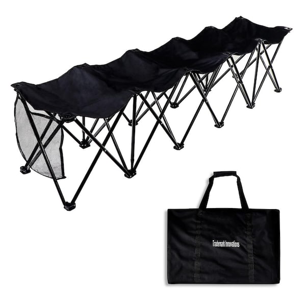 Trademark Innovations Portable 5-Seater Folding Team Sports Sideline Bench (Black)