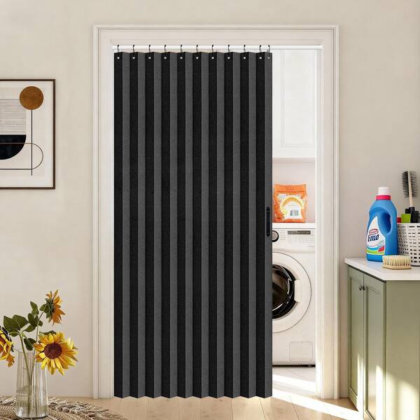 Helhom 1-Panel 52 in. x 78 in. Black Plastic Polyester Accordion