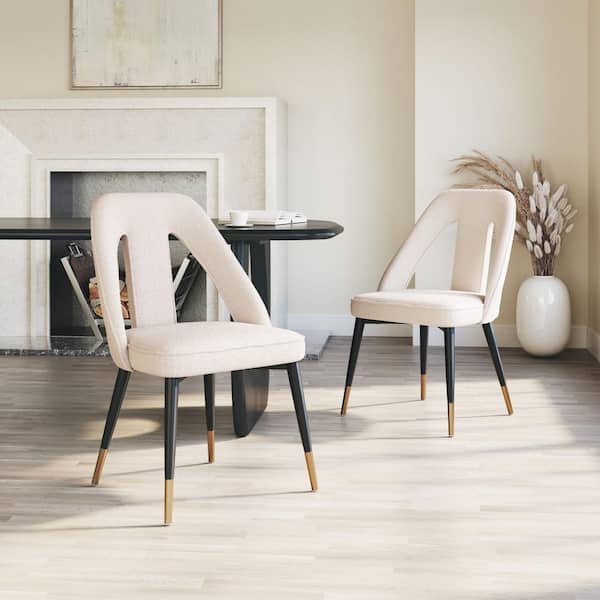 ZUO Artus Ivory Boucle Style Fabric Dining Chair