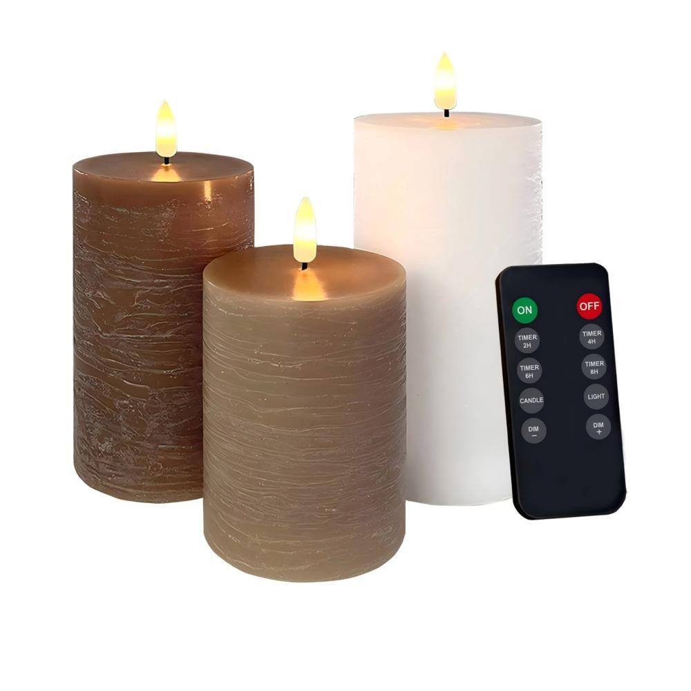 Set of 3 USB-C Rechargeable Flameless LED Pillar Candle Set with Real Wax Remote Control Timer price history on PriceWatchPro