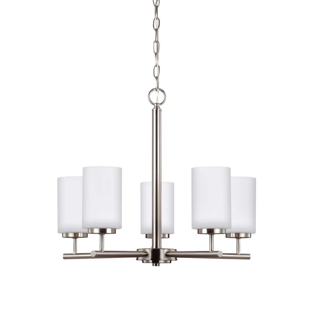 Oslo 5-Light Brushed Nickel Hanging Chandelier with LED Bulbs price history on PriceWatchPro