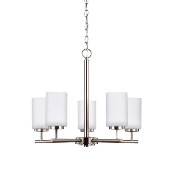Generation Lighting Oslo 5-Light Brushed Nickel Hanging Chandelier with LED Bulbs