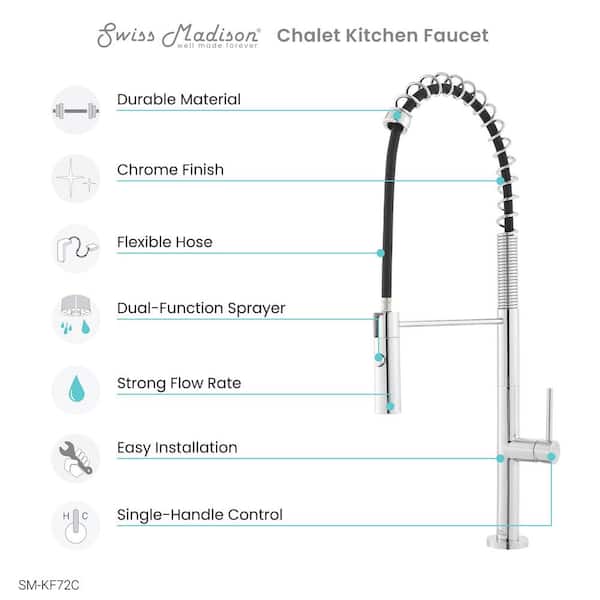 Chalet Single-Handle Pull Down Kitchen Sprayer Faucet in Chrome