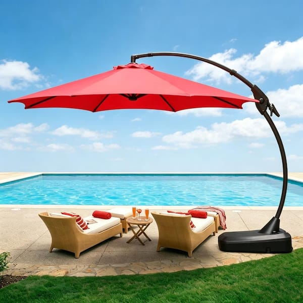 12 foot patio table umbrella 9/10/11/12ft Wood Pattern Square Cantilever Upgrade your outdoor space with this cantilever umbrella for reliable Tempo 8 ft. x 12