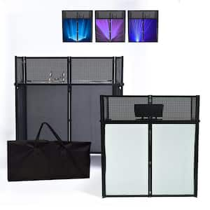 Portable DJ Booth Facade Table Station Height adjustable DJ Table Stand Metal Frame with Travel Bag Black White Scrims