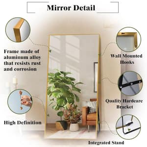 24 in. W x 71 in. H Oversized Gold Metal Modern Classic Full-Length Floor Standing Mirror