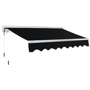 8 ft. Luxury Series Semi-Cassette Manual Retractable Patio Awning, Black (6 ft. Projection)