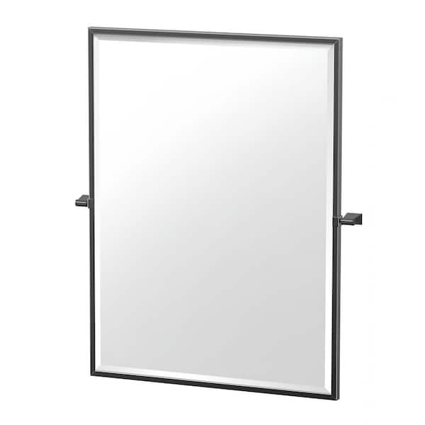 Gatco Bleu 24.5 in. W x 32.5 in. H Framed Rectangular Beveled Edge Bathroom Vanity Mirror in Matte Black
