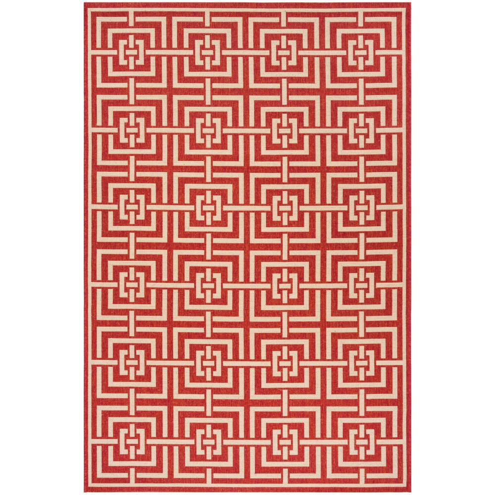 Beach House Red Rectangular Synthetic Non-slip Area Rug 79"