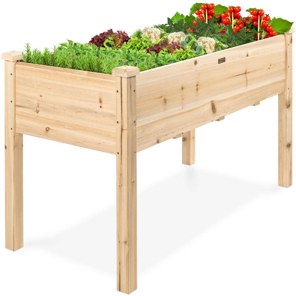Best Choice Products 48 in. x 24 in. x 30 in. Wood Raised Garden ...