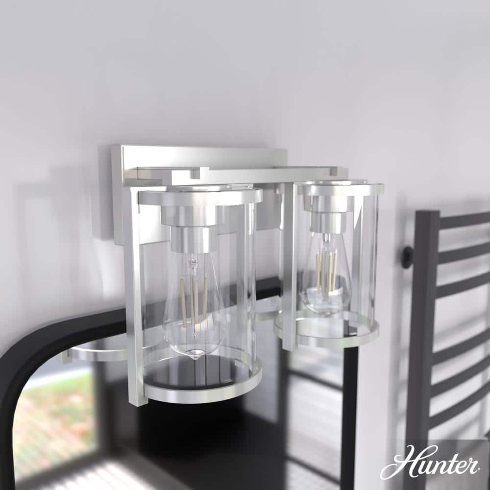 Astwood 15.5 in. 2-Light Brushed Nickel Vanity Light with Clear Glass Shades Bathroom Light price history on PriceWatchPro