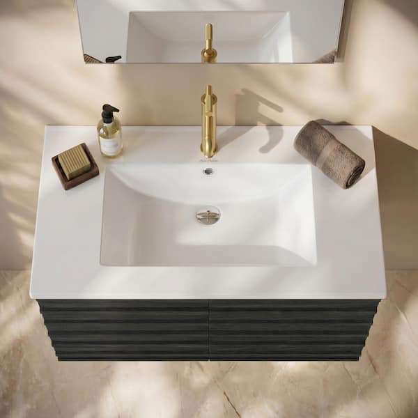 30 in. W x 18 in. D Ceramic Vanity Top in Glossy White