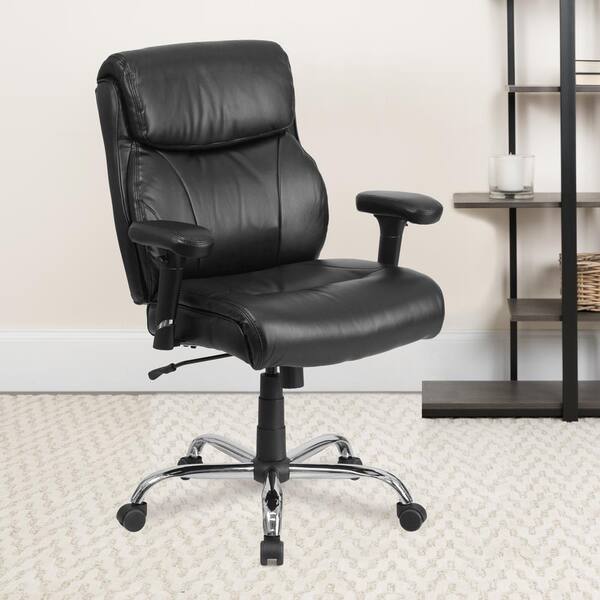 Flash Furniture Fundamentals Mid-Back Black LeatherSoft-Padded Task Office Chair with Arms