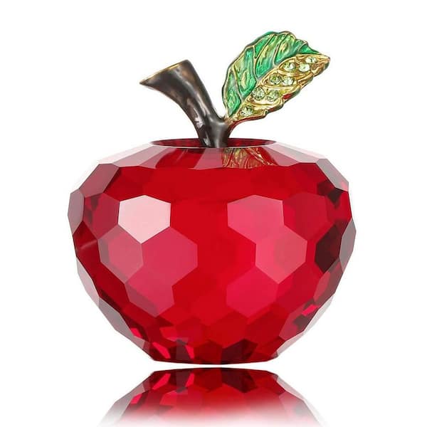 Unbranded 2.56 in. Crystal Apple Paperweight Handmade Red Ornament with Gift Box Collectible Craft