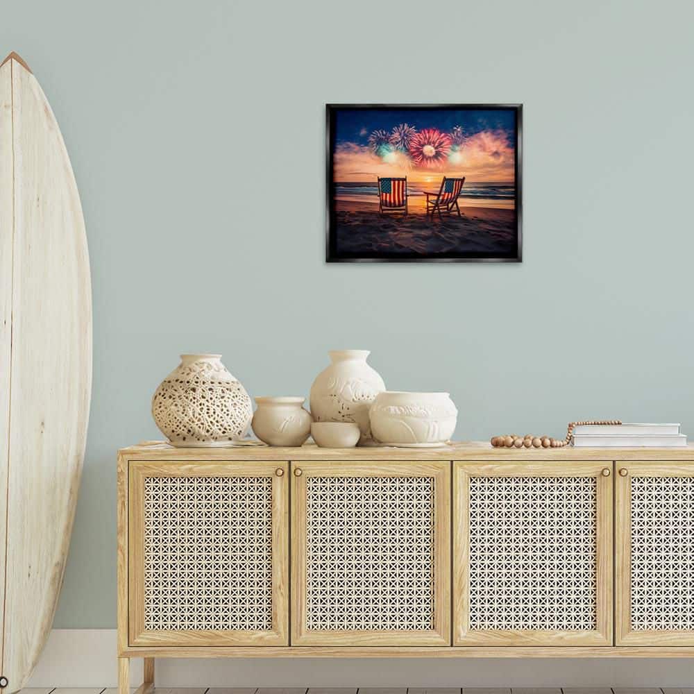 Summer Fireworks at Beach by Arlington Prints Black Floater Frame Country Graphic Art Print 17 in. x 21 in. price history on PriceWatchPro