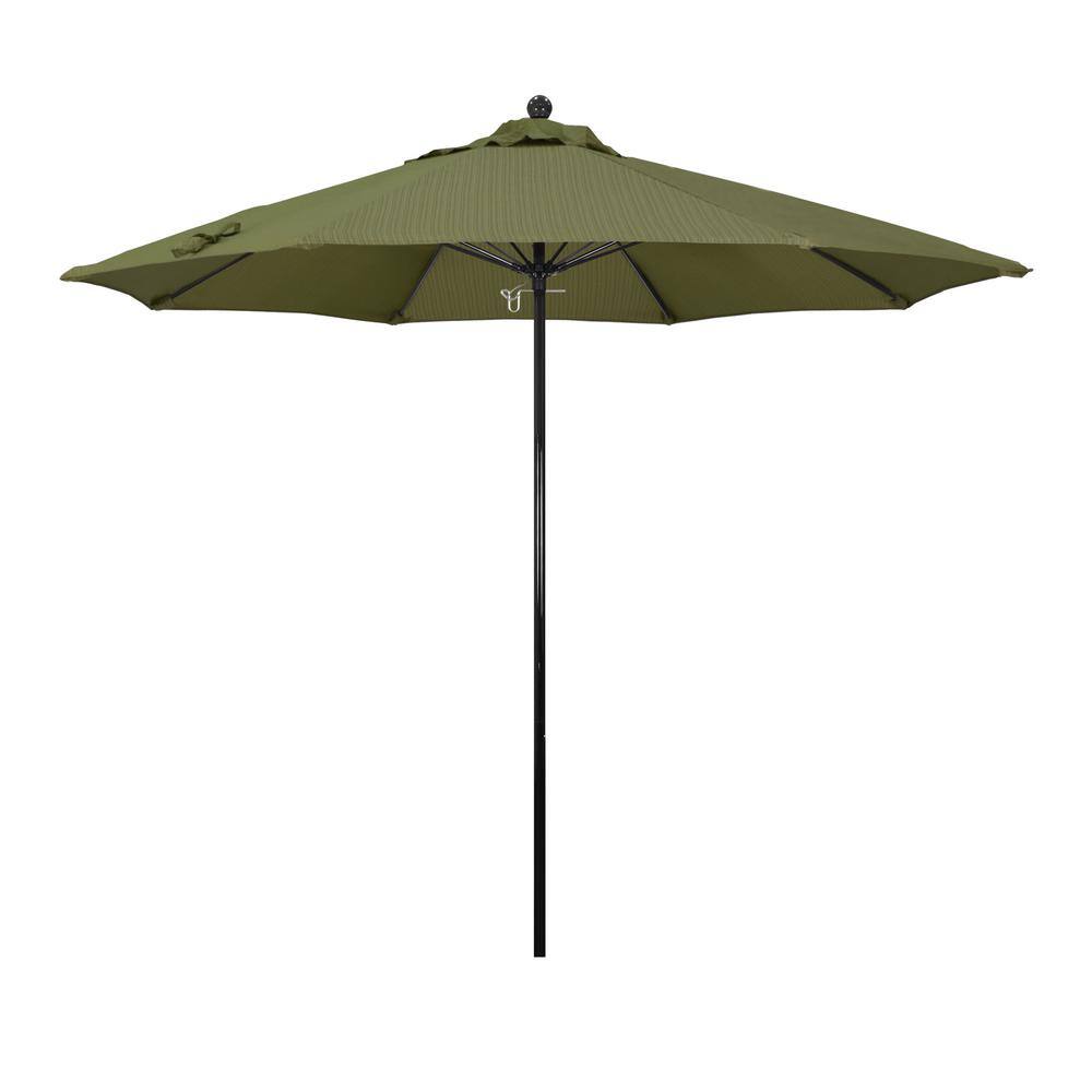 California Umbrella 9 Ft Fiberglass Push Lift Market Patio Umbrella In Terrace Fern Olefin 