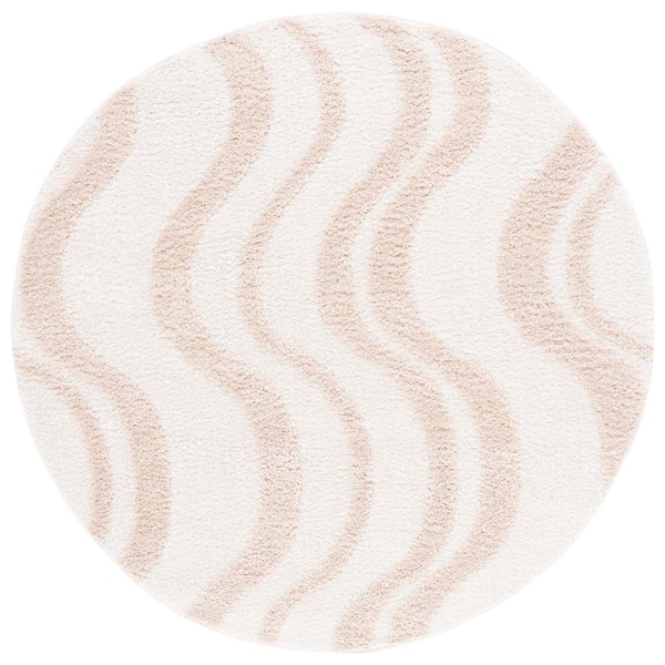 SAFAVIEH Norway Beige/Ivory 7 ft. x 7 ft. Abstract Striped Round Area Rug