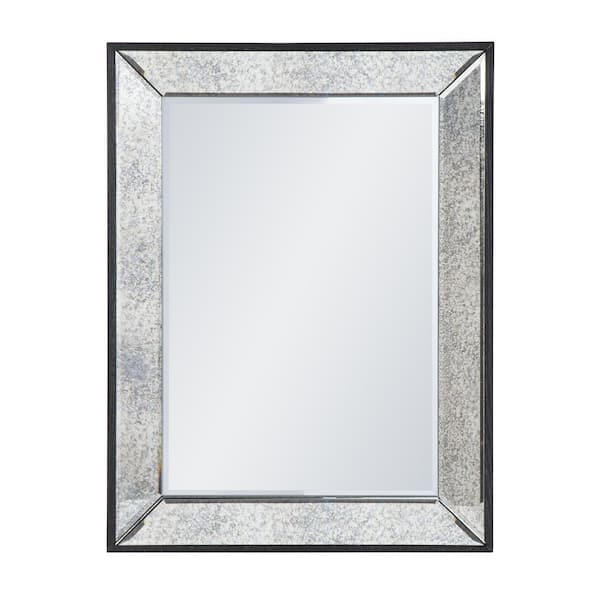 Southern Enterprises Lentmore 23.5 in. W x 31.5 in. H Rectangle MDF Glam Framed Black Decorative Wall Mounted Mirrors