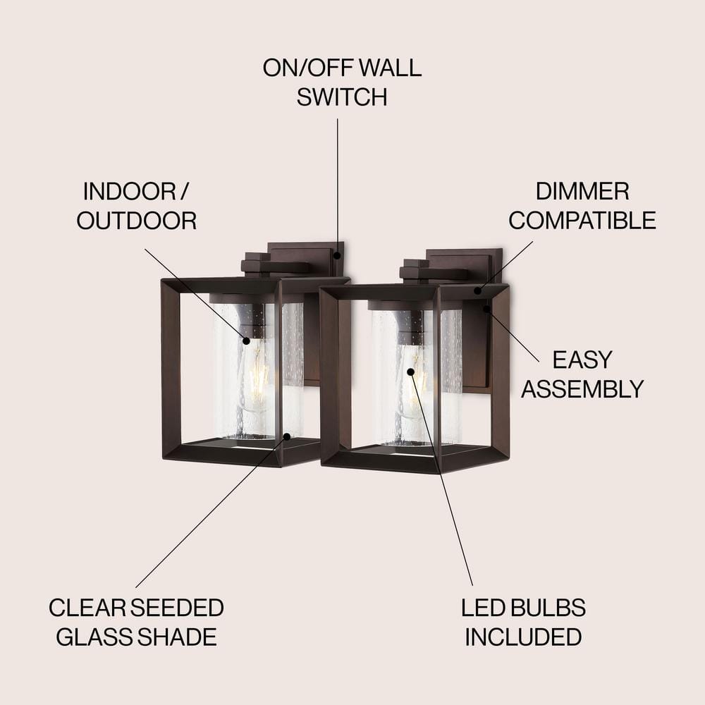 Black Iron and Pulegoso Glass Outdoor Sconce Light Set