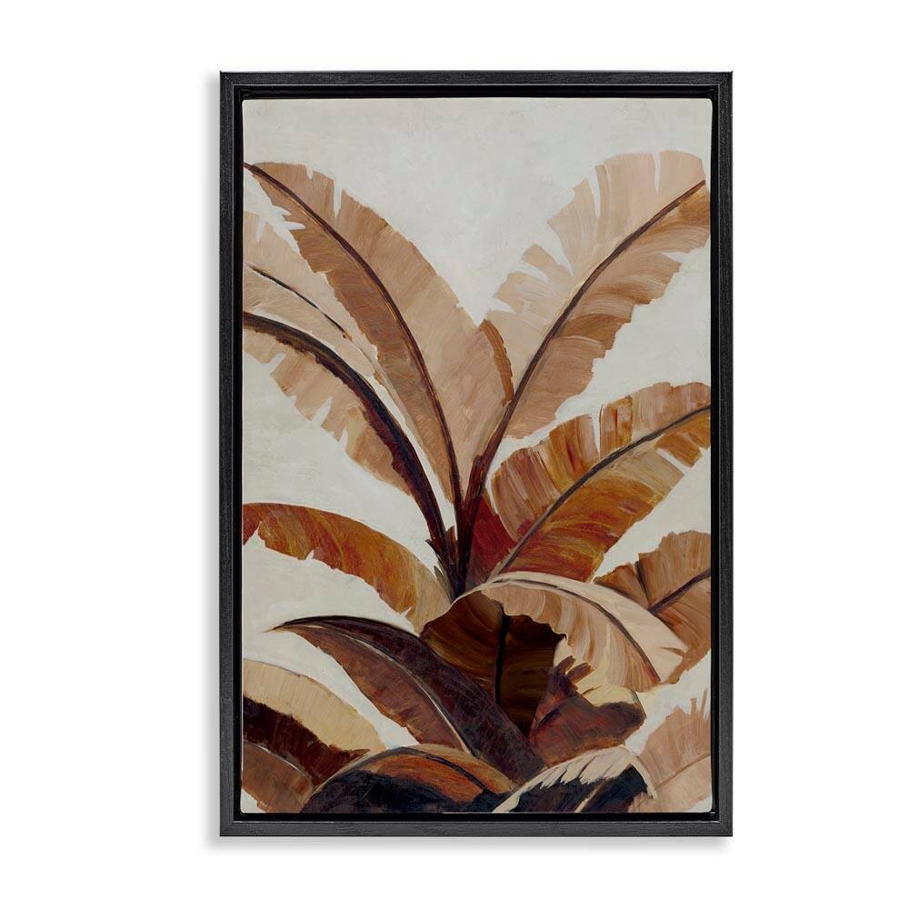 Neutral Tropical Fan Leaves by Jacob Q Black Floater Frame Nature Graphic Art Print 31 in. x 21 in. price history on PriceWatchPro