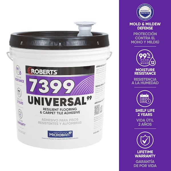 4 Gal. (16 qt. ) 8-10 Hour Dry Time Universal Resilient Flooring and Carpet Tile Floor Adhesive in Off White