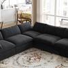 Magic Home 39.3 in. Square Arm 1-Piece Linen Modular Corner Sectional Sofa Couch in Black (Left/Right/Corner Side Section) MH-SF121BK-1