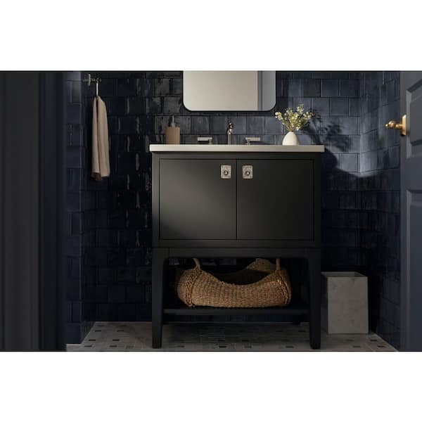 Seagrove 31in. Single Sink Freestanding Ferrous Grey Bath Vanity with White Quartz Top Assembled