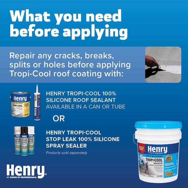 Henry - 887 Tropi-Cool White 100% Silicone Reflective Roof Coating 0.90 gal.