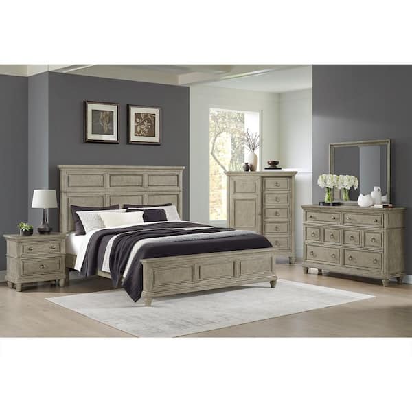 Emiko Light Grey 5-Drawer Door 46 in. Chest of Drawers