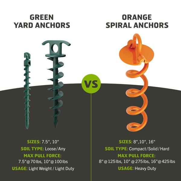 Vortex 4-Pack 10 in. Steel Folding Ring Spiral Anchor ANCFR10-ORG