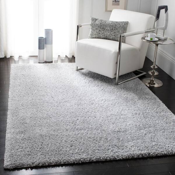 August Shag Silver 9 ft. x 12 ft. Solid Area Rug