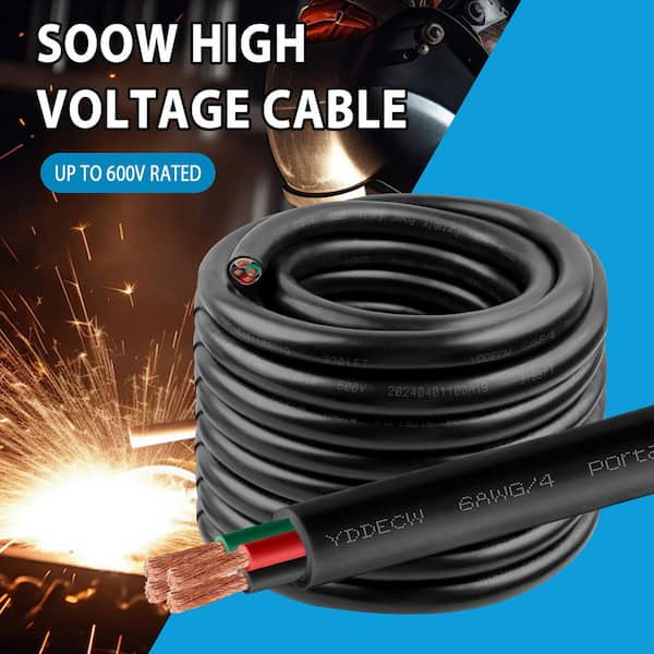 5 ft. 6 AWG 4-Conductor SOOW 600V Portable Extension Cord Indoor