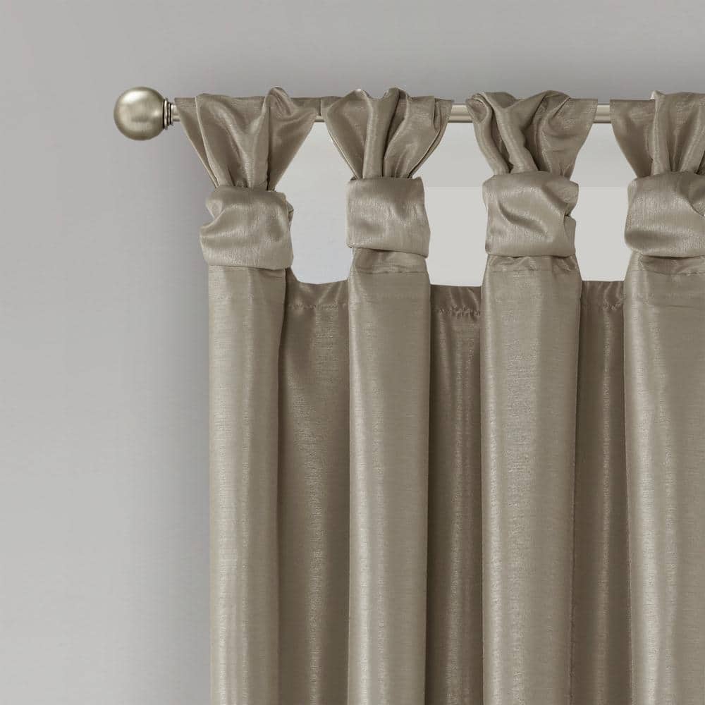 Emilia Faux Silk Twist Tab Total Blackout Window Curtain Panel
