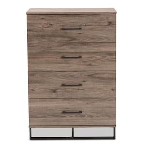 Daxton 4-Drawer Rustic Oak and Black Chest of Drawers (40.5 in. H x 27.7 in. W x 15.7 in. D)