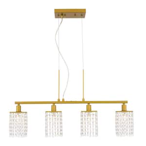 Timeless Home Tabitha 4.7 in. W x 8.9 in. H 4-Light Brass and Clear Pendant