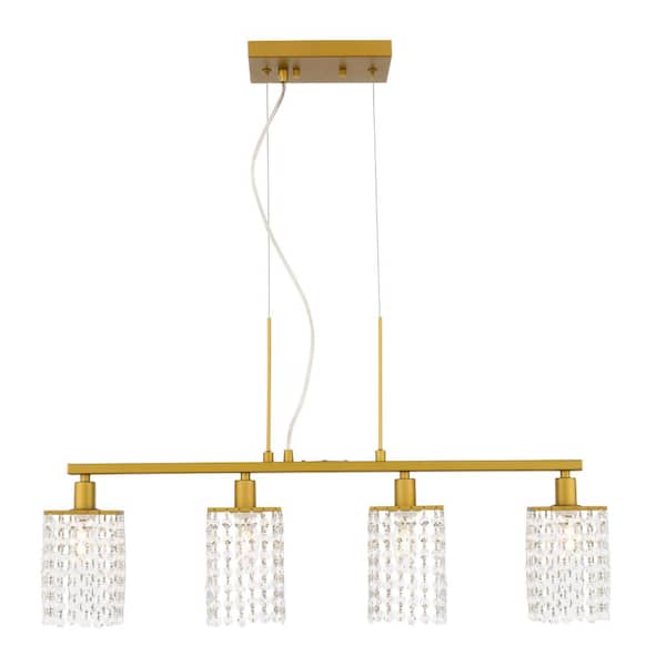 Unbranded Timeless Home Tabitha 4.7 in. W x 8.9 in. H 4-Light Brass and Clear Pendant