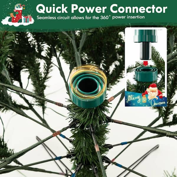 Green Lighted Wood Christmas Tree, Hand Made, Plug-In Inserted