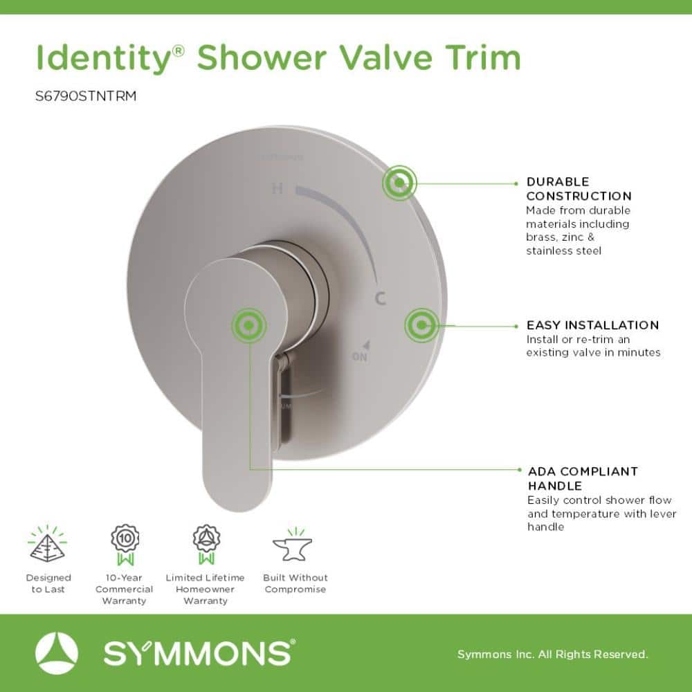 Satin Nickel Wall-Mounted Shower Valve Trim with Lever